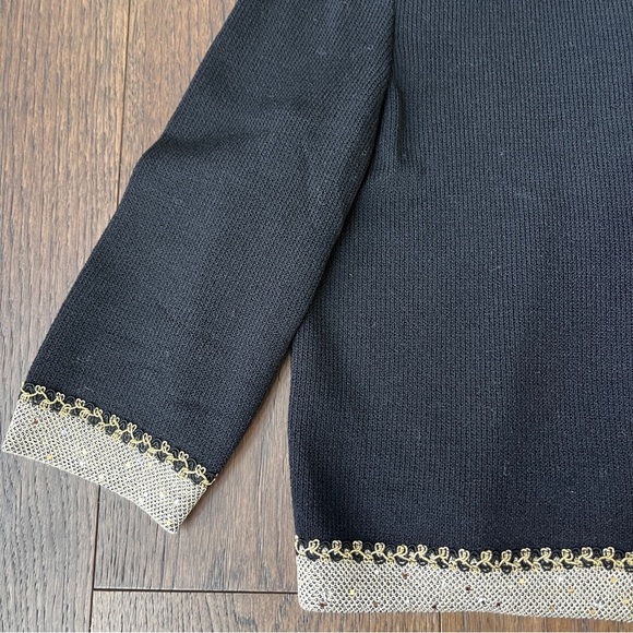 St. John Black Gold Santana Knit Collared Zip Up Evening Jacket Size 2 - Picture 7 of 13